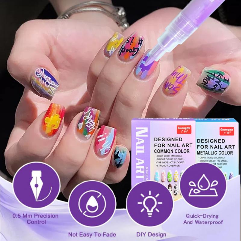 12/24/31 Colors Nail Art Pens Set, Nail Art Markers Polish Pen for 3D Nail Art, Drawing Painting Liner Brush for DIY Nail Art Beauty Adorn Manicure Tools