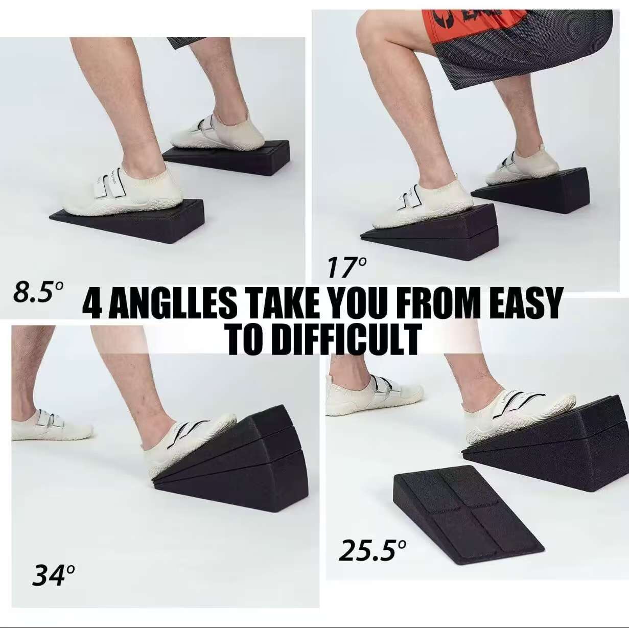 Squat Wedge Blocks, 3 Counts Non-slip Incline Boards, Foot Wedge Foam Incline Boards,Leg Extensions for Home Workouts, Calf Stretch,Heel Squats,Yoga Equipment，Gym Adjustable Stacking Knee Protection pilates board at home