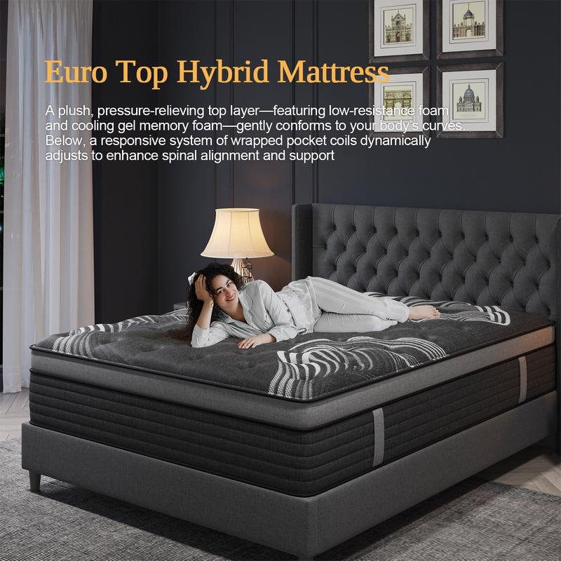 12 /14Inch Gel Memory Foam Mattress Twin Full Queen King Bed Hybrid Mattress  In A Box,Pocket Spring for Edge Support, Pressure Relief, Medium Firm motion isolation