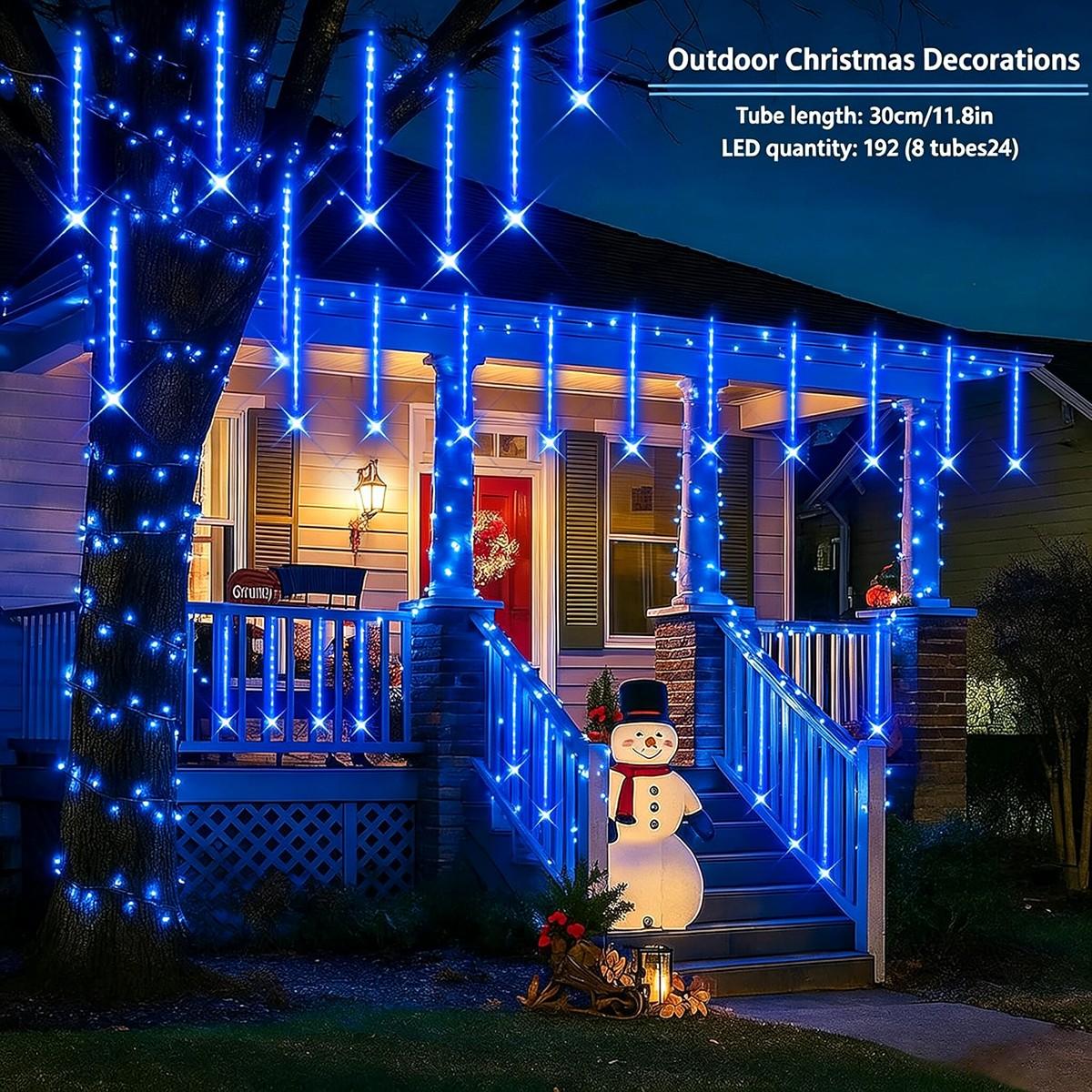 8-Tube LED Meteor Shower Light, Waterproof Waterfall String Lights, Ideal for Festive Parties, Weddings, Garden Decorations