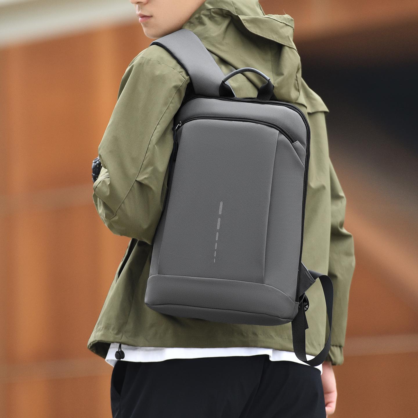Unisex Waterproof Woven Fabric Minimalist Business Durable Backpack - Slim Fit, Multi-Pockets, Padded Straps, Adjustable, Multi Functional Portable Lightweight Cycling Daypack for Adult Commute, Office Use