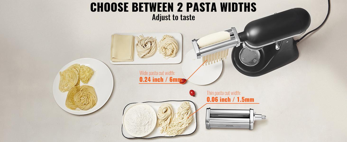 Pasta Attachment for KitchenAid Stand Mixer, Stainless Steel Pasta Roller Cutter Set Including Pasta Sheet Roller, Spaghetti and Fettuccine Cutter, 8 Adjustable Thickness Knob Pasta Maker, 3Pcs