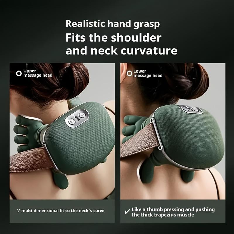 Bionic hand heating massage device, used for deep tissue pain relief, wireless portable electric finger pressure 4D kneading massage, designed to simulate the human hand, suitable for neck/shoulder/hand/leg massage Neckmassager