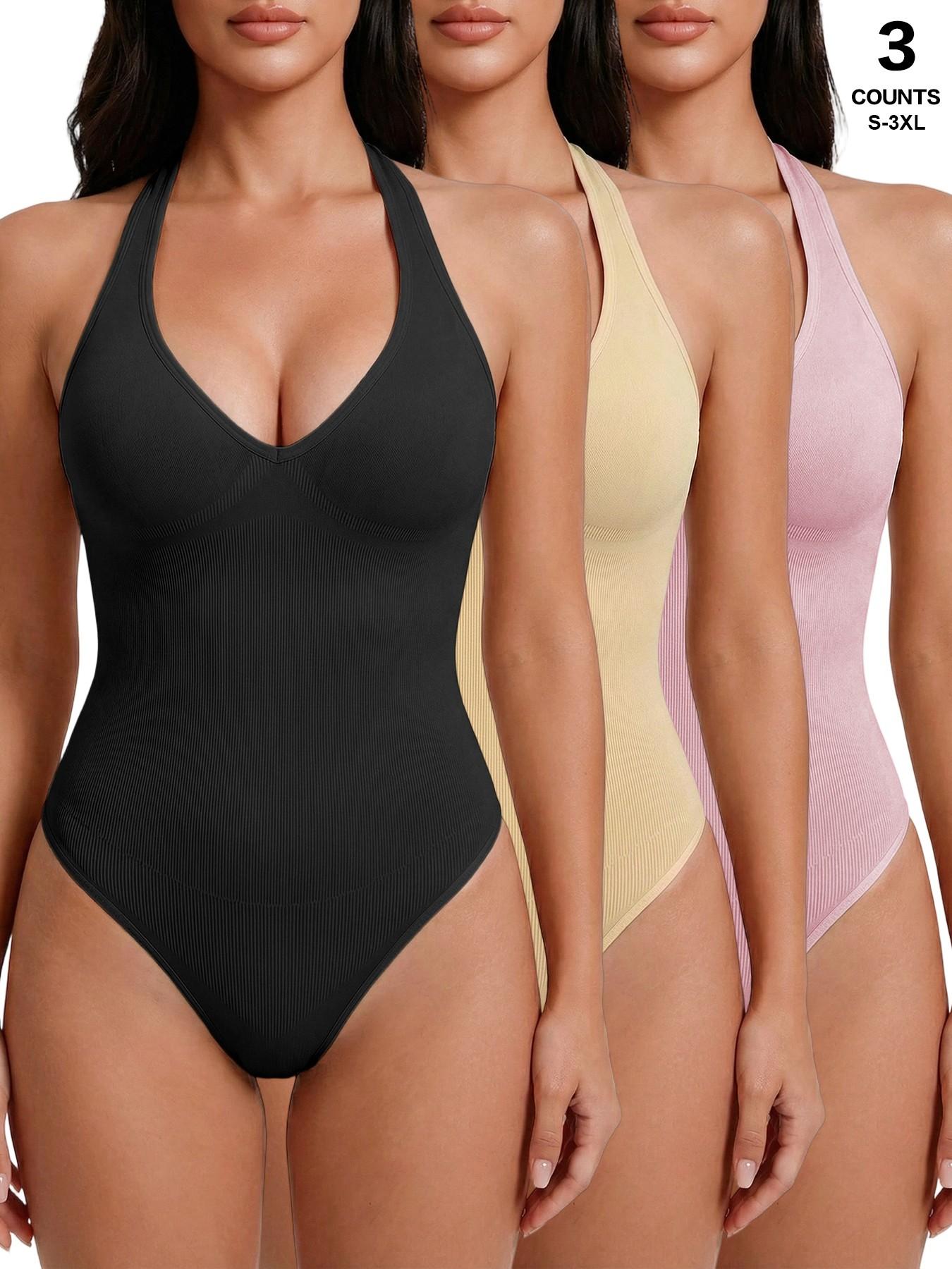 Women's Sexy Chic Halter Seamless Bodysuit Underwear Going Out Backless Tank Top Sleeveless Thong Body Suits Summer Outfits