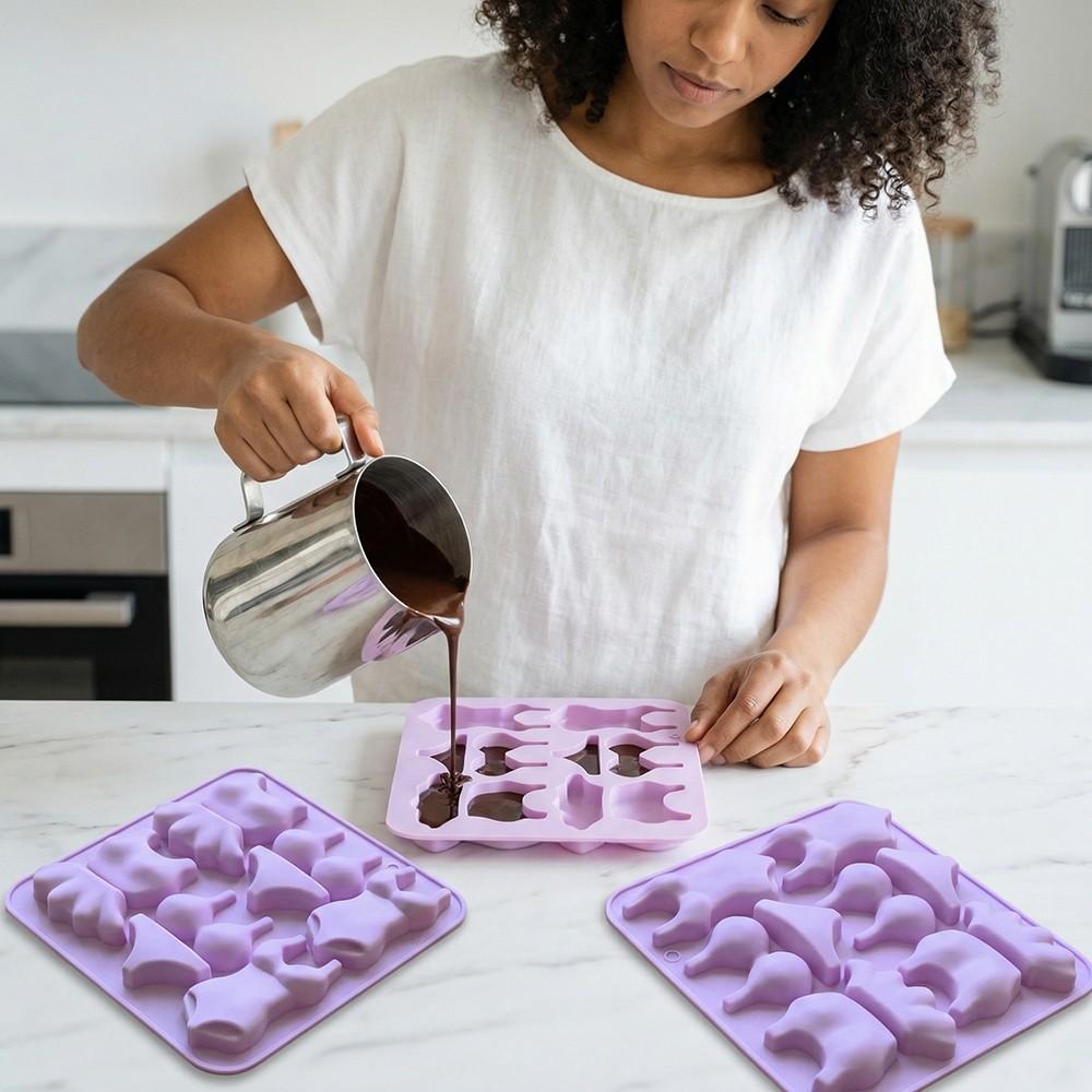 3pcs 10-Cavity Women Shape Silicone Molds, DIY Chocolate Candy Pudding Dessert Cake Decorations, Baking Cookie Mold Set