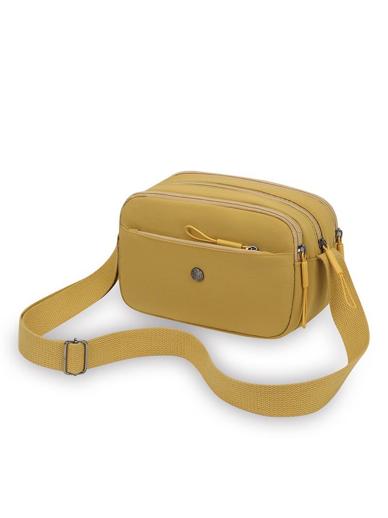 Women's Multifunctional Small Square Bag, Casual Multi-Layer Adjustable Crossbody Shoulder Bag, Lightweight Nylon Commuter Crossbody Bag