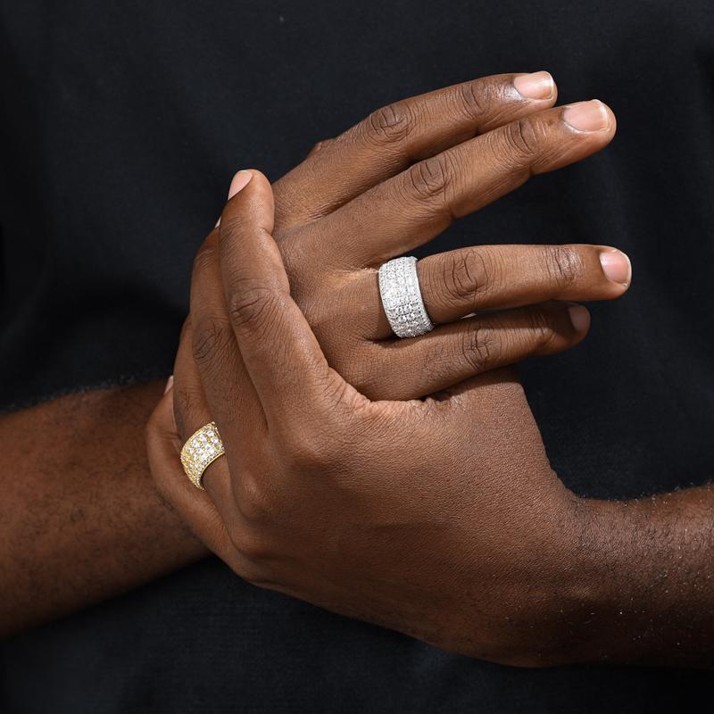 【#R362 】UCCIYO 18K Gold-Plated Ring with Lab-Grown Moissanite S925 Sterling Silver Moissanite Ring for Women Men Hip Hop Jewelry Gift