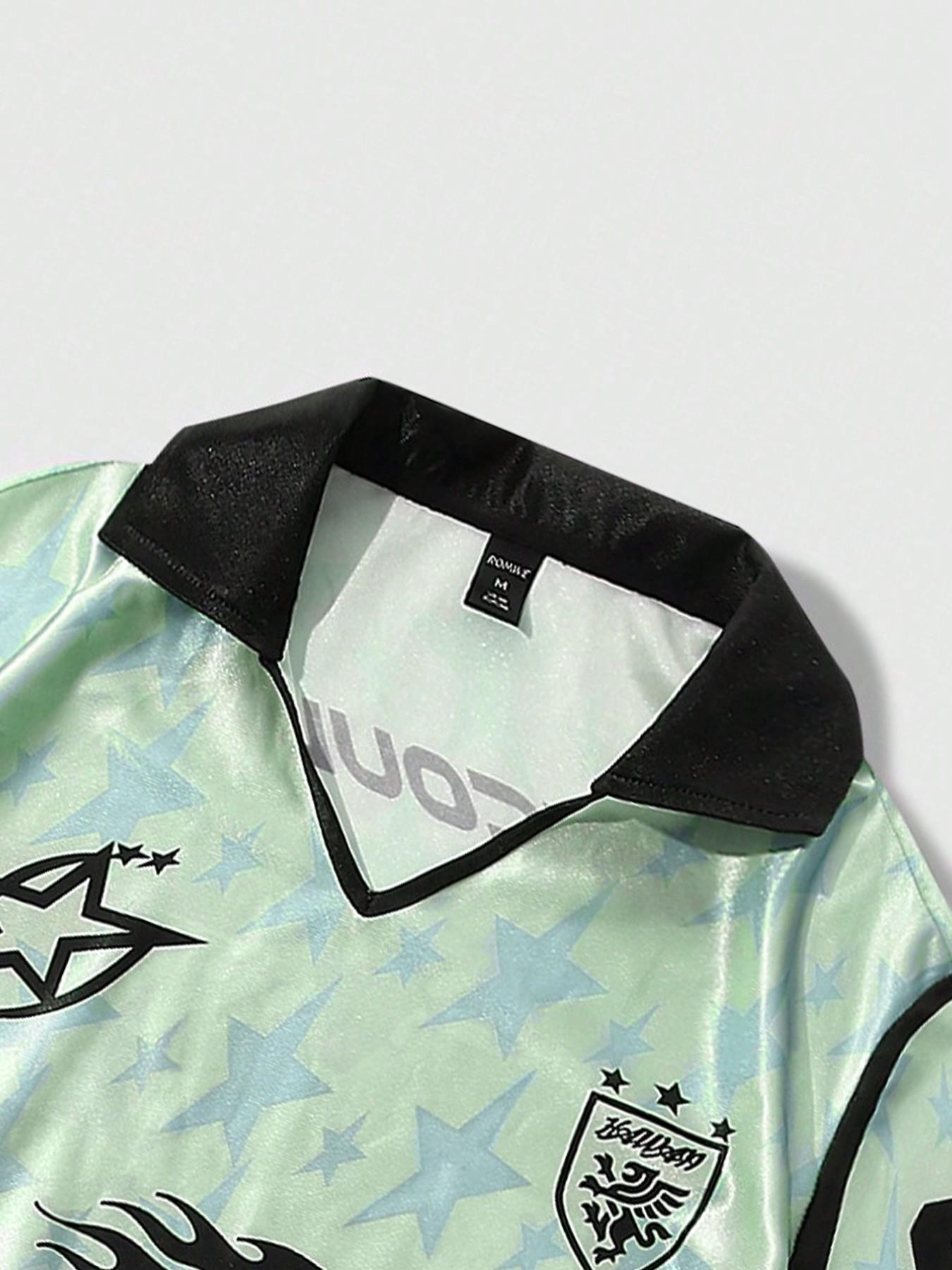 4 PCS Men's Star Print Soccer Polo Shirt Set 🎽✨ Green/Pink/Blue/Purple | "Vancouver" Graphic & Number 88 Detail | Retro Sporty Jersey Style | Lightweight Breathable Fabric | Perfect for Summer Streetwear & Casual Outings | Y2K Trend Essential