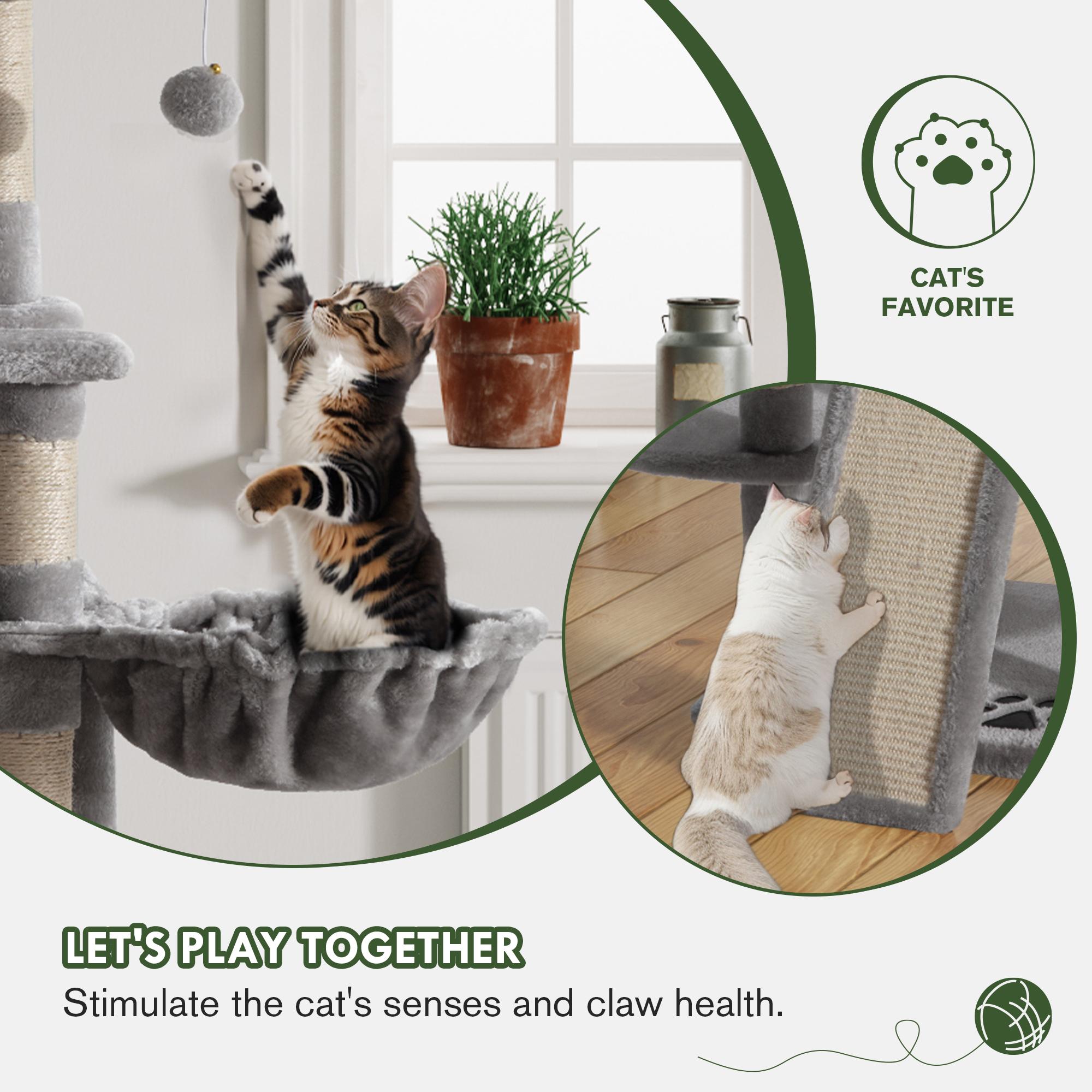 MUTICOR 82in Cat Tree Tower All-in-One Luxury Cat Tree with Scratching Posts & Boards,Hammock,Cozy Condo Room House,Toy Balls,Multifunctional Pets Furniture#TikTokShopBlackFriday #ChristmasGifts