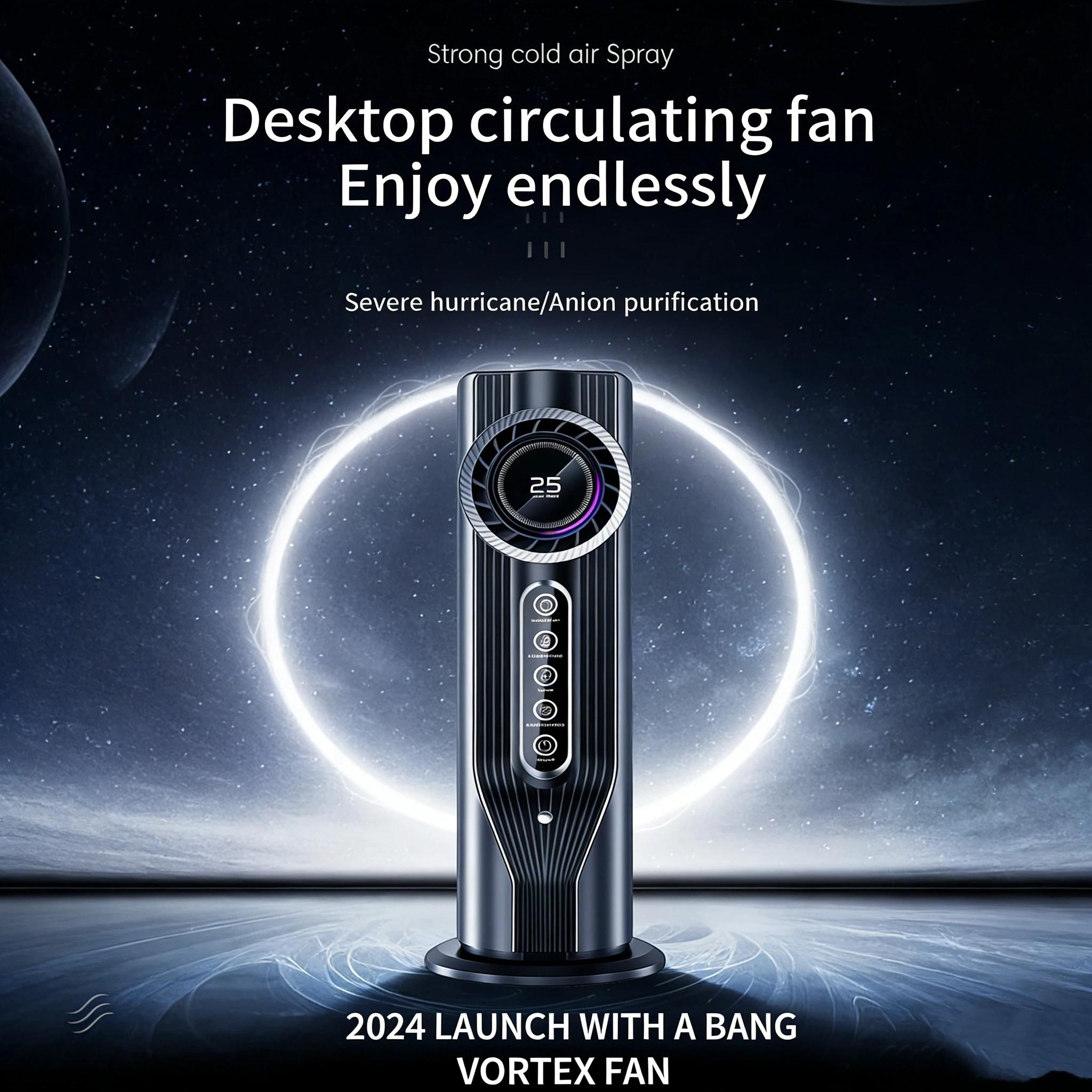 Portable Air Cooler Desktop Fan, 3-In-1 Cooling Humidifier, 6 Speeds, 100L Capacity, USB Powered, Compact Design, Timer, Office & Bedroom Use