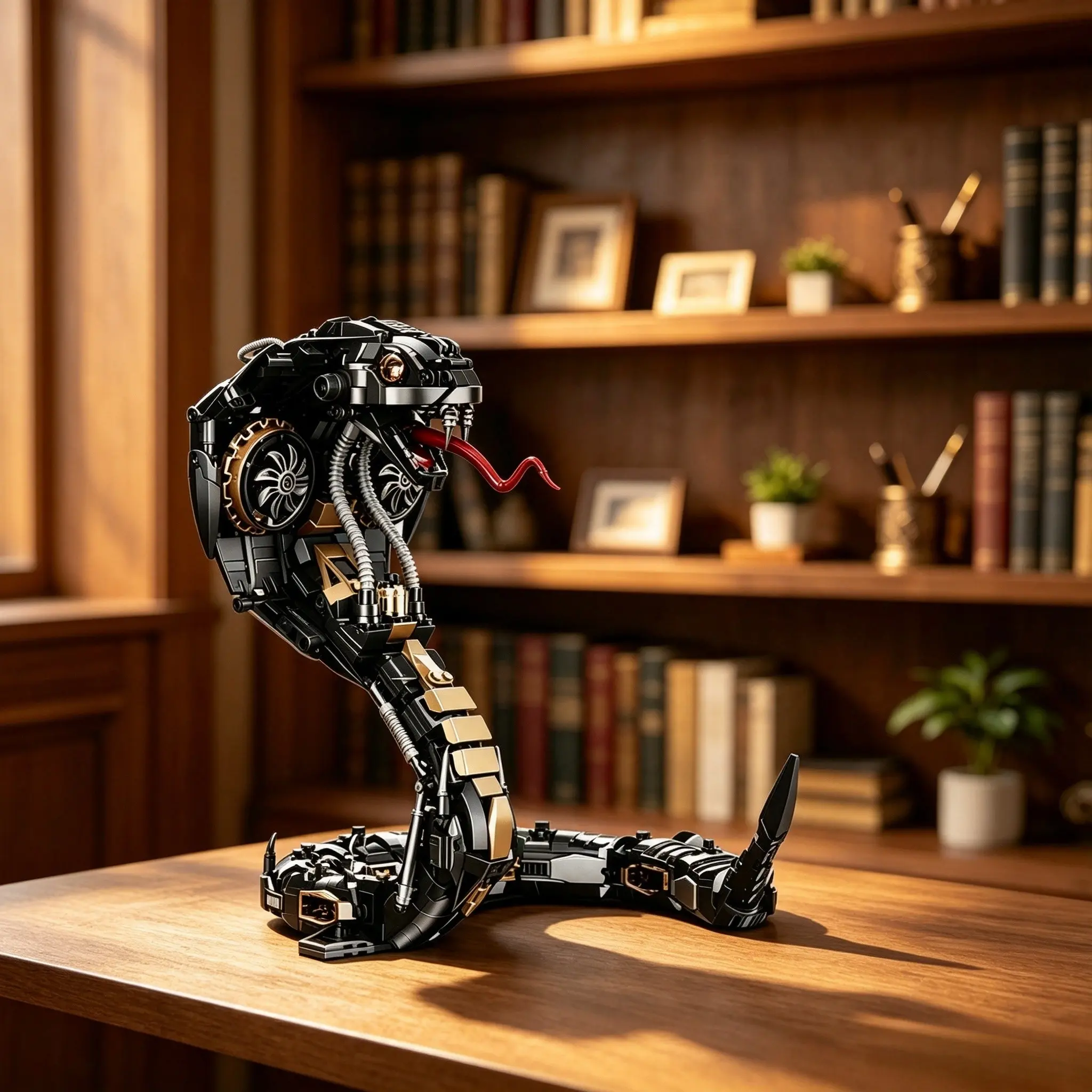 Super Cool! 1036PCS Large Size Mechanical Cobra Building Blocks, Black Mamba Giant Snake Building Model, Creative Home Decor & Collectible Ornament, Holiday Gift for Teens & Adults。