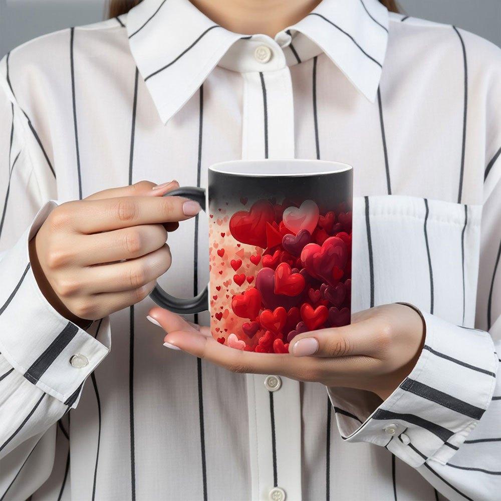 1 11 oz Magic Mug, Heat-Changing - Ceramic Mug, Love Design, Perfect for Valentine's Day, Weddings, Anniversaries, Birthdays and Christmas