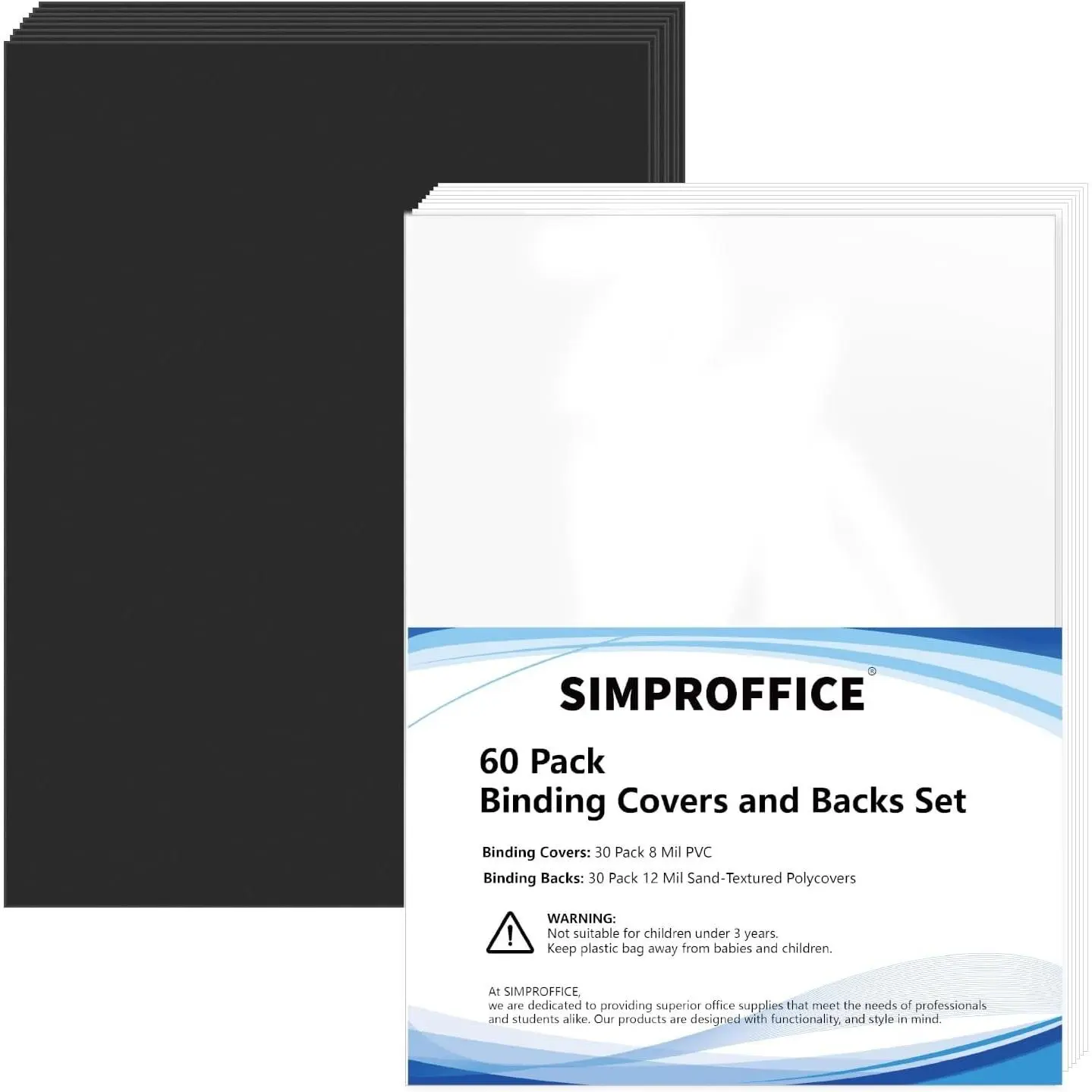 60 Pack Binding Covers and Backs, 8/12 Mil, 8.5X11"