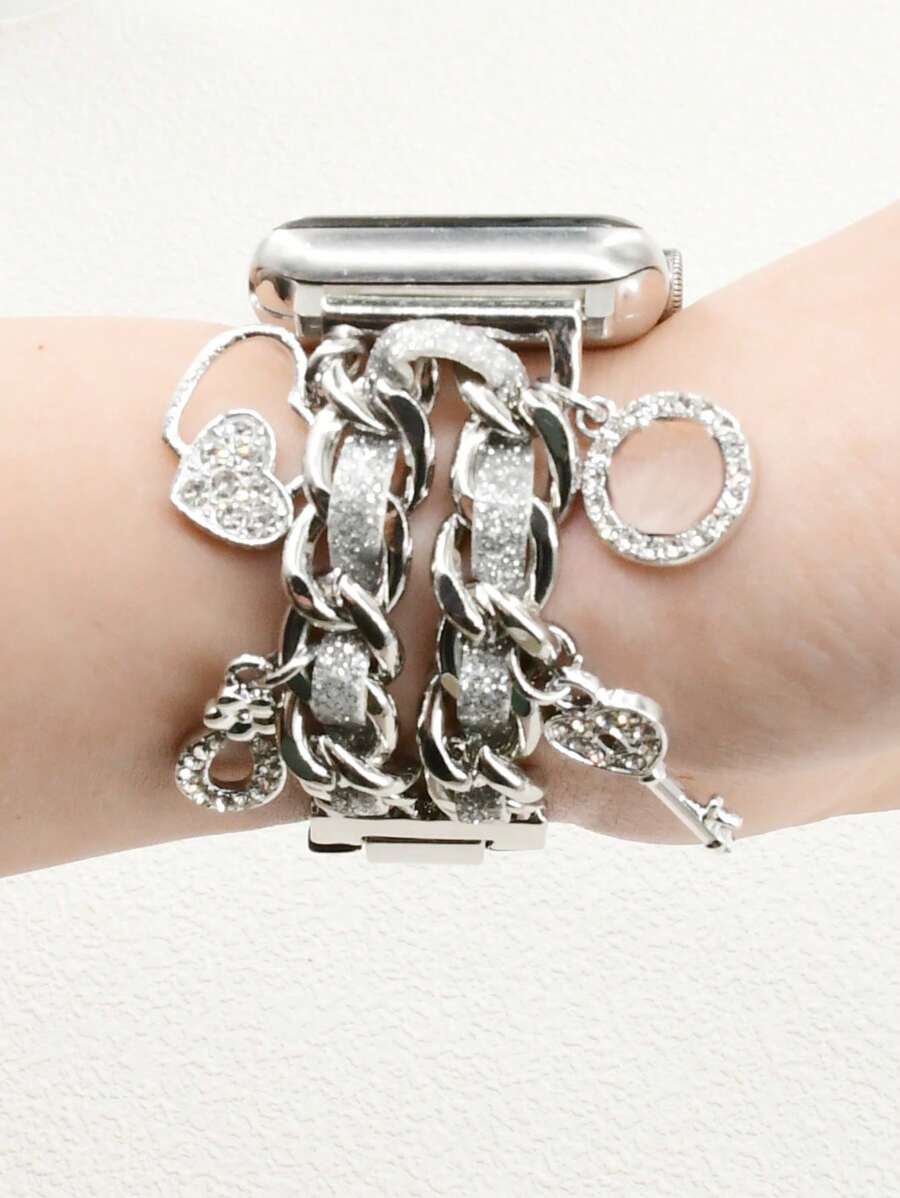 1PC Leather Rope Love Lock Core Smart Strap, Wearable Tech Accessories, compatible with Apple Watch 38/40/41/42/44/45/46/49mm, suitable for Apple Watch series Ultra/SE/10/9/8/7/6/5/4/3/2/1, Strap only, watch and case not included