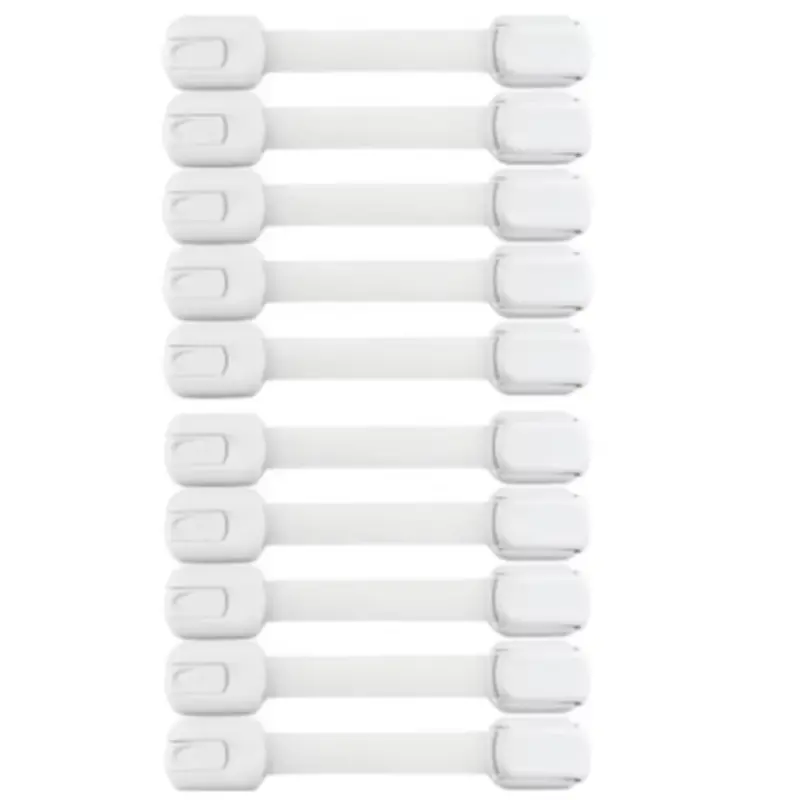 10-Piece Child Safety Lock Set, Childproofing Adhesive-Free Easy Installation Adjustable Latches for Drawers, Refrigerator, Washing Machine, Cabinets, Ovens, Trash Cans