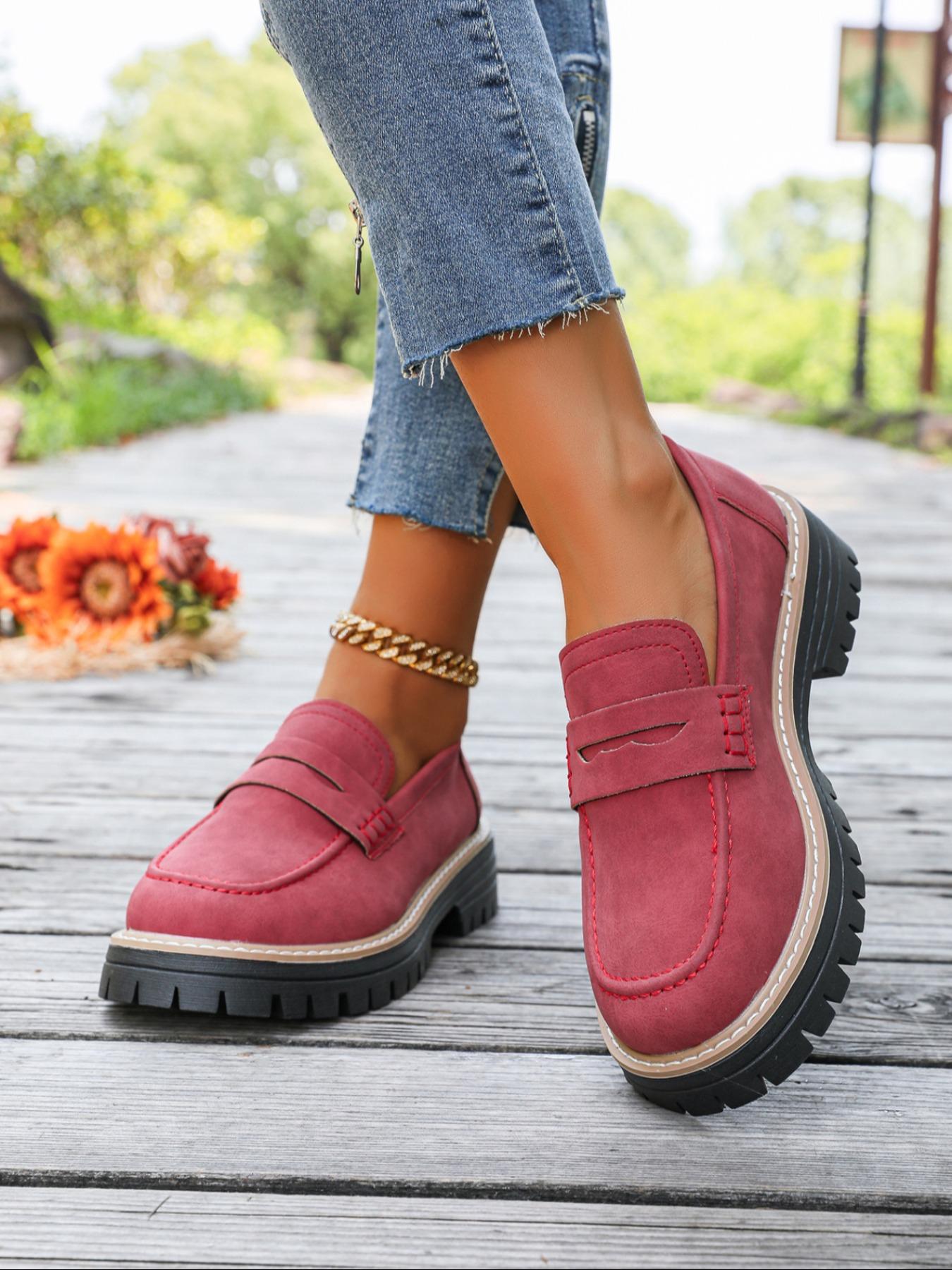 Women's Fashion Thick Sole Loafers, Cross Strap Design, One-Step Slip-On, Casual Comfortable All-Season Shoes, Perfect for Walking, Footwear