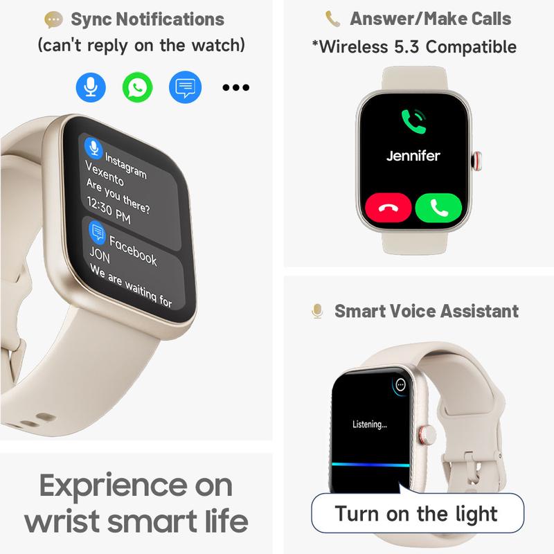 TOOBUR Fashion Smart Watch For Women Men，Fitness Sport Watch with Step Counter/Sleep Tracker/100 Sports Modes SmartWatch Compatible Android iOS