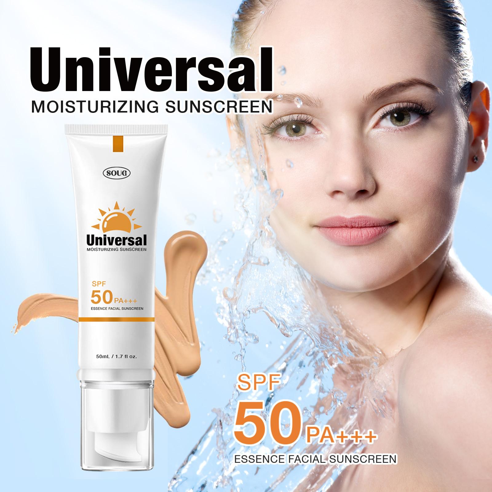 SOUG Facial Sunscreen - High SPF 50 Universal Color-Tinted Solar Protector, Hydrating Moisture-Boosting Sun Essence, Non-Sticky, Waterproof, Prevents Sunburn & Tanning, Hydrate, Sunscreen For Face, Bottled Facial Sunscreen & Sun Care