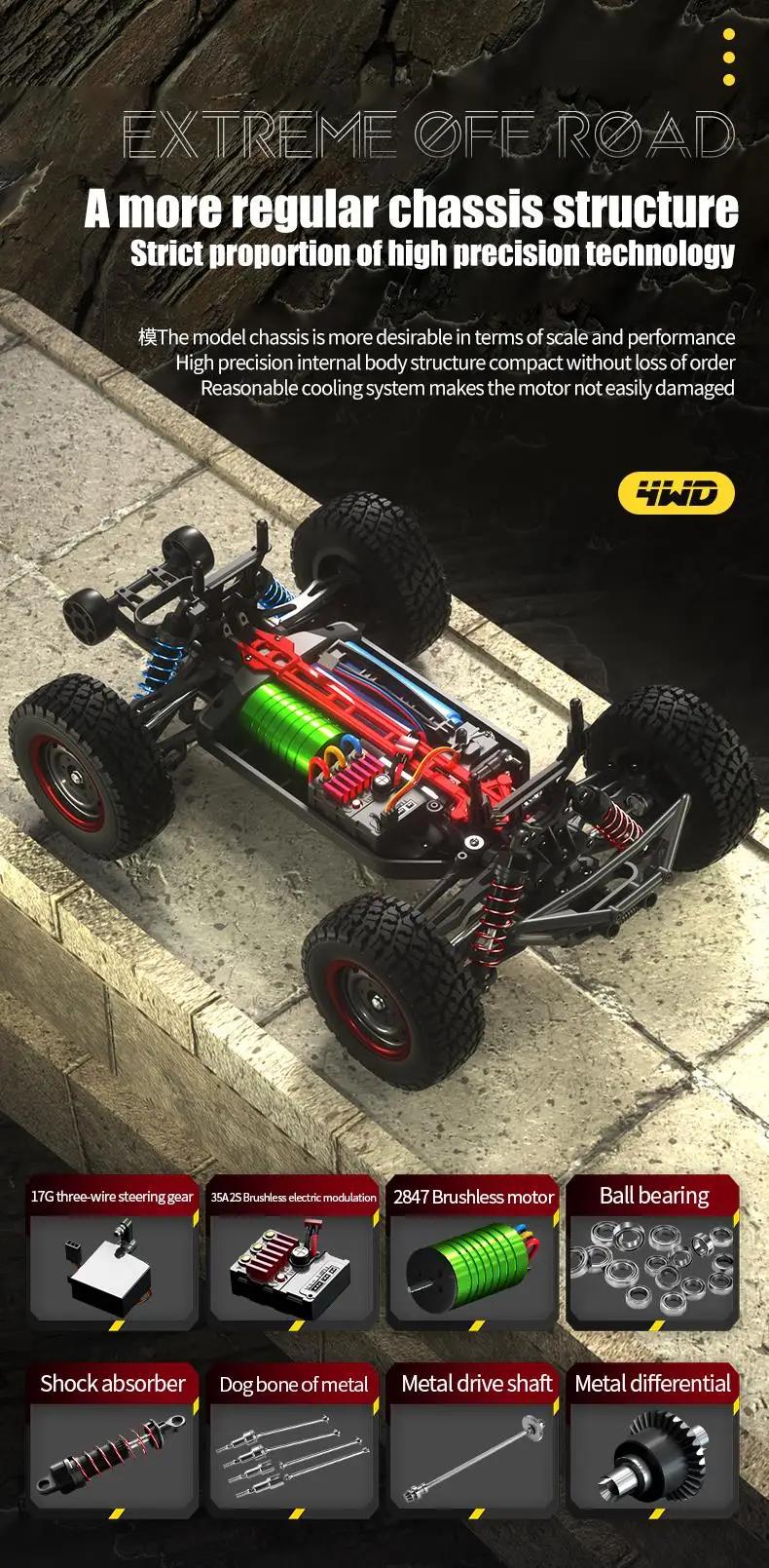 1:14 70KM/H 4WD RC Car with Light Brushless Motor Remote Control Cars High Speed Drift Monster Truck Adults Kids Toy
