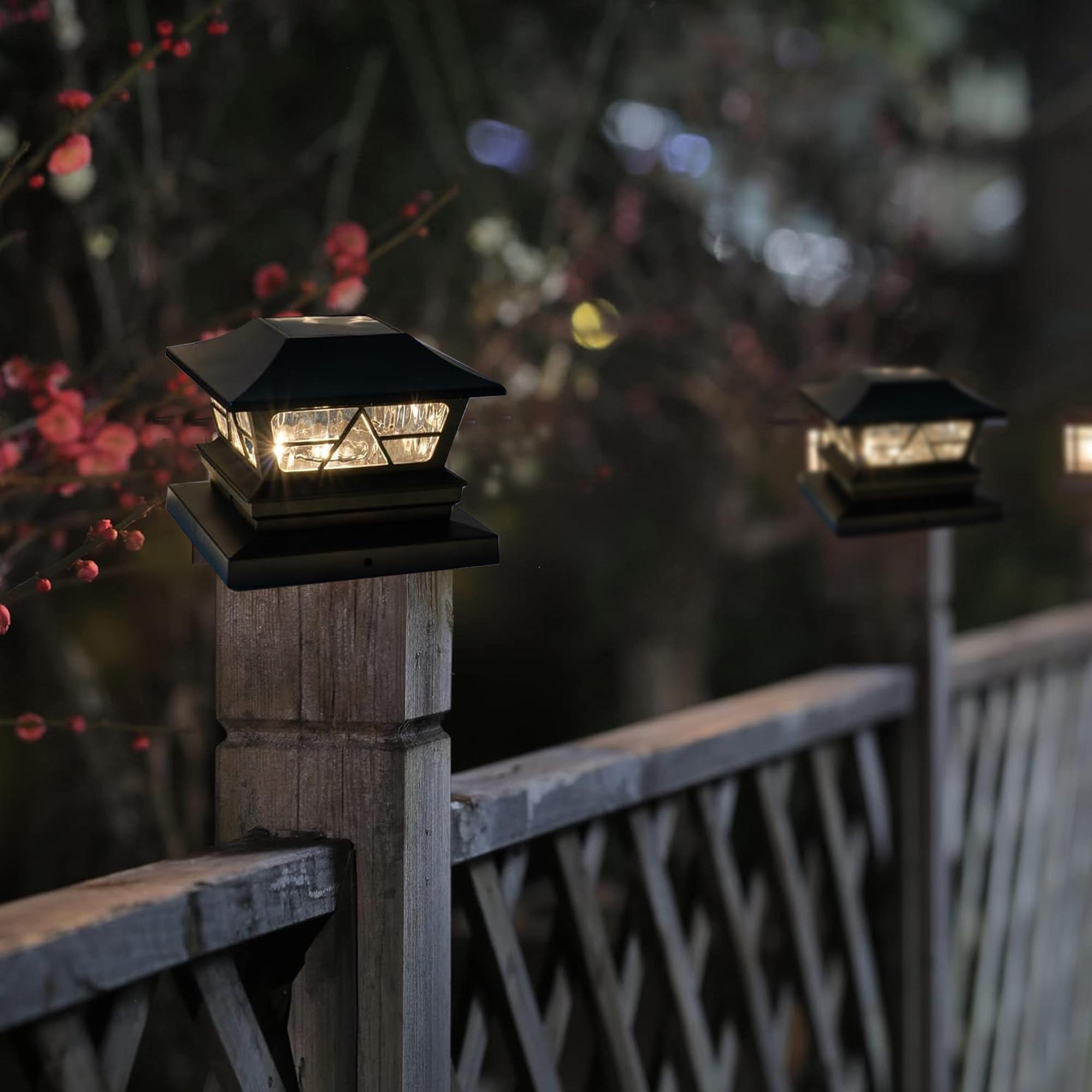 4/8/12 Pack Solar Outdoor Fence Post Lights, 2 Modes Post Cap Lights Waterproof Color Changing Warm White/Cool White for Yard, Garden, Porch, Patio Decor, for 4x4 5x5 6x6 Wood Posts