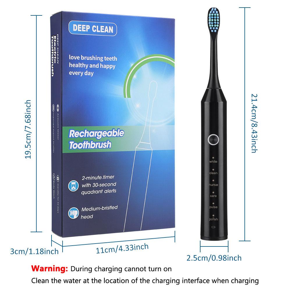 Sonic Electric Toothbrush for Adults Smart Timer 6 Modes Deep Clean Rechargeable Toothbrush with 4 Brush Heads Toothbrush Oral Care