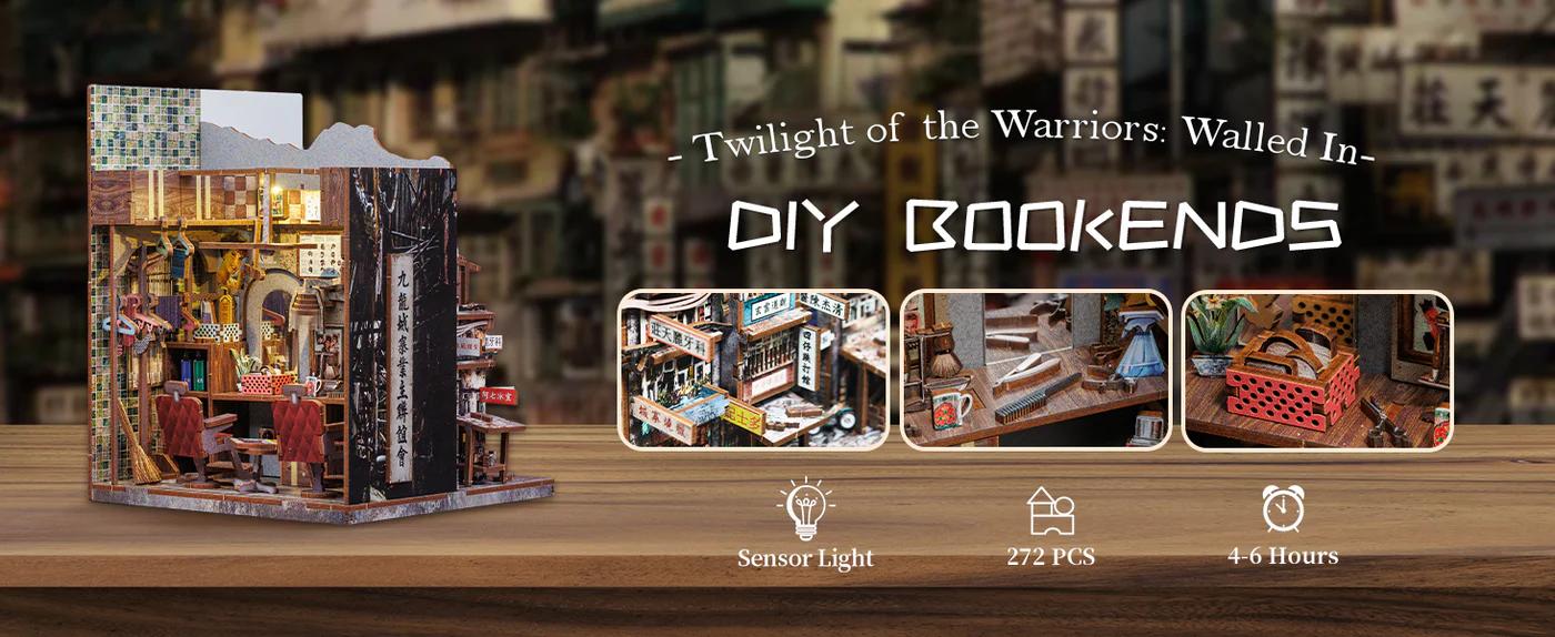 CUTEBEE Twilight of the Warriors Walled In  Black Friday Deal & Holiday Gift DIY Book Nook Kit with LED Lights 3D Wooden Puzzle Miniature House for Adults Teens Vintage Handcrafted Woodworking Tools Unique Christmas Gift