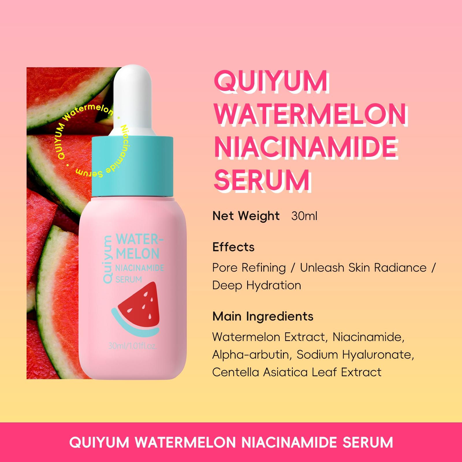 Quiyum Watermelon Skincare Set,  Cleanser & Toner & Serum & Eye Cream & Essence Cream,Mask,Bandeau,Hairpin,Card,Makeup Bag,Moisturizing Skin Care Kit for Women & Girl, Body Care Sets, Best Gift Ideas