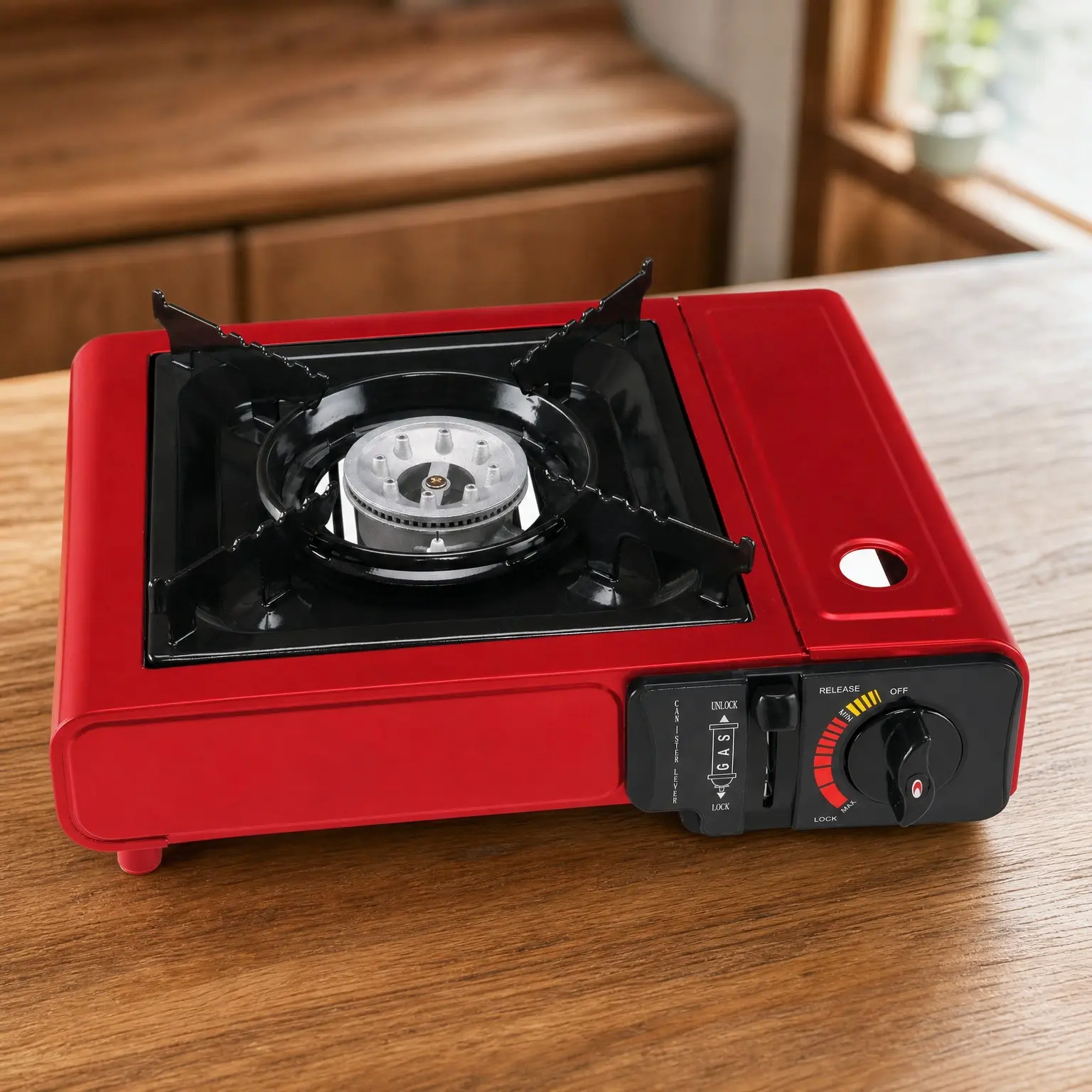 Portable Butane Stove 8500 BTU, Auto Ignition Camping Stove, Lightweight Gas Burner with Safety Lock, RedGift