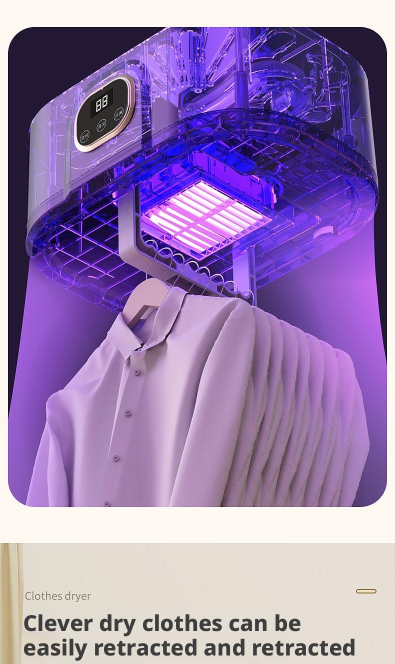 Folding Electric Clothes Dryer, Sterilizer and Dryer, Smart Fast Drying with Timer, Portable and Compact Design for Home, Dorm, Travel, RV Use