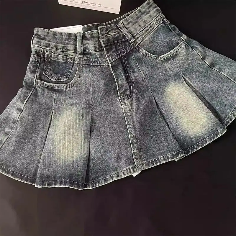 American Style Vintage Y2k Denim Skirt Woman Harajuku Retro Mini Skirt Streetwear High Waist Casual Fashion Skirt Hot Girls