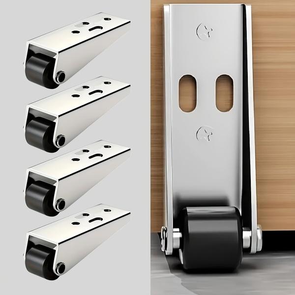 4 Pcs Silent Anti-Sag Door Wheels + 16 Screws Kit, Ideal for Wardrobes and Cabinets, Durable Furniture Hardware Set