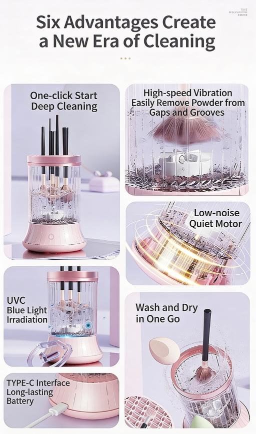New USB Plug-In Makeup Brush Automatic Cleaner, Electric Lazy Person Quick Dry Cleaning Tool, Essential Beauty Accessory