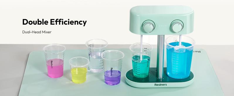 Resiners Dual-Head Resin Mixer, Rechargeable Epoxy Mixer, Stepless Speed & Minimum Bubbles, Electric Stirrer Paddles for Resin, Adhesive Tape For DIY Crafts Scrapbooking