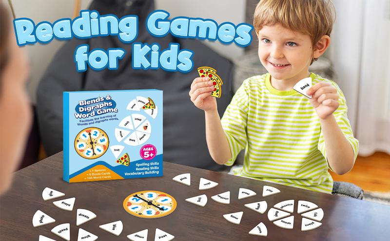 Kasfalci Blends & Digraphs Word Games, Phonics Games, Flash Cards, Learn to Read, Sight Word Games ， montessori toy ， stocking stuffers for kids phonics game preschool education Interactive Letter