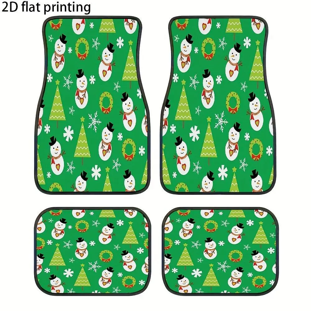 4pcs Car Floor Mats - Personalized Christmas Design (Snowman, Pine Tree, Snowflake) - Universal Fit for Cars, Trucks, And Suvs - Waterproof, Non-Slip, Stain-Resistant, Thick, Durable, And Easy to Clean