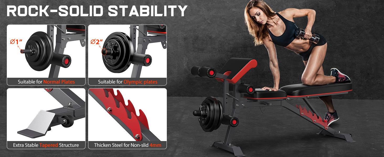 FathersDayGift Weight Bench with Leg Extension and Preacher Pad, 800lbs Load Workout Bench for Home Gym, Adjustable Weight Bench for Home Strength Training