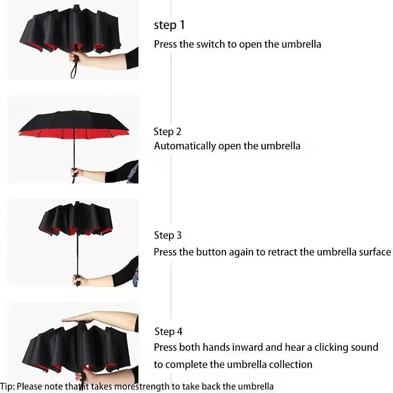 Luxury Business Umbrella, Windproof Sunscreen Folding Umbrella, Automatic Open, Double Layer 10 Rib Design, Lightweight & Portable