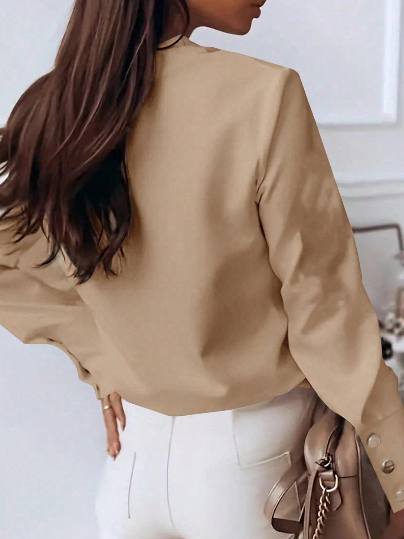 Women's solid color fashionable casual button-down shirt, suitable for spring and summer, suitable for home, indoor, and outdoor wear