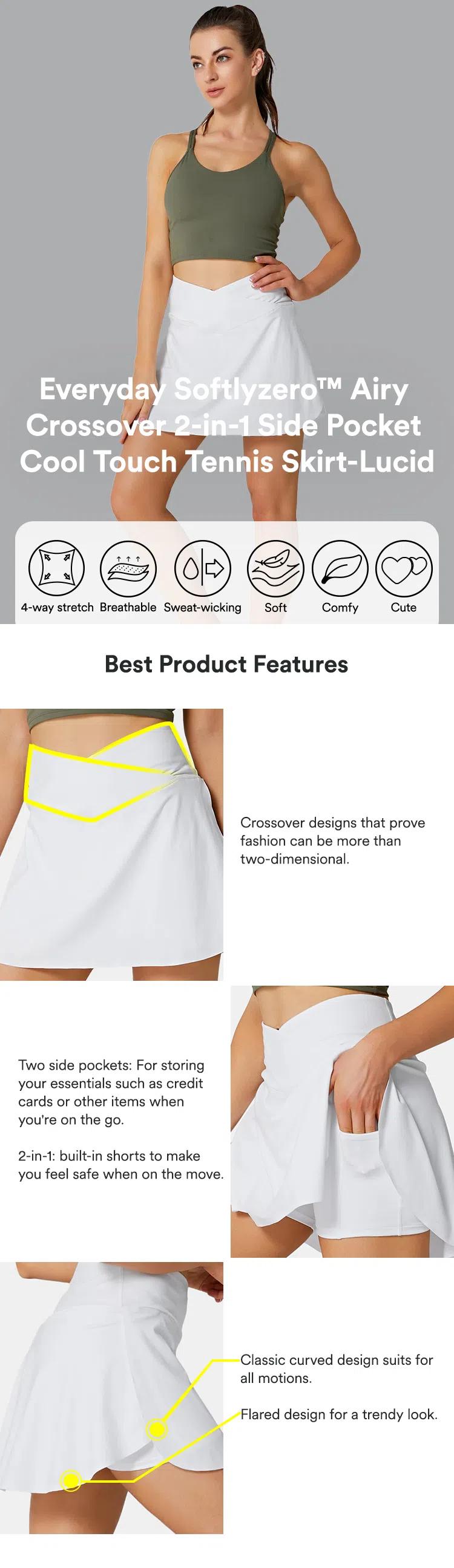 Halara Everyday Softlyzero Airy Crossover 2-in-1 Side Pocket Mini Pickleball Skirt-Lucid-UPF50+ Clothing Shorts Exercise Tennis Attire Activewear Breathable Womenswear Clear