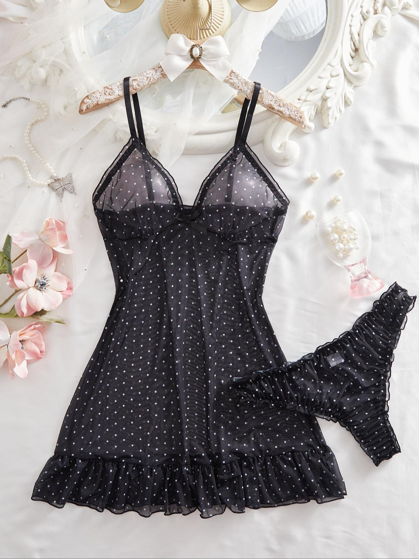 Women's Homecoming Dress Set, Soft Comfortable High Elasticity Fitted Print Nightgown, Elegant Ruffled Hem Design, Breathable Fabric Nightwear