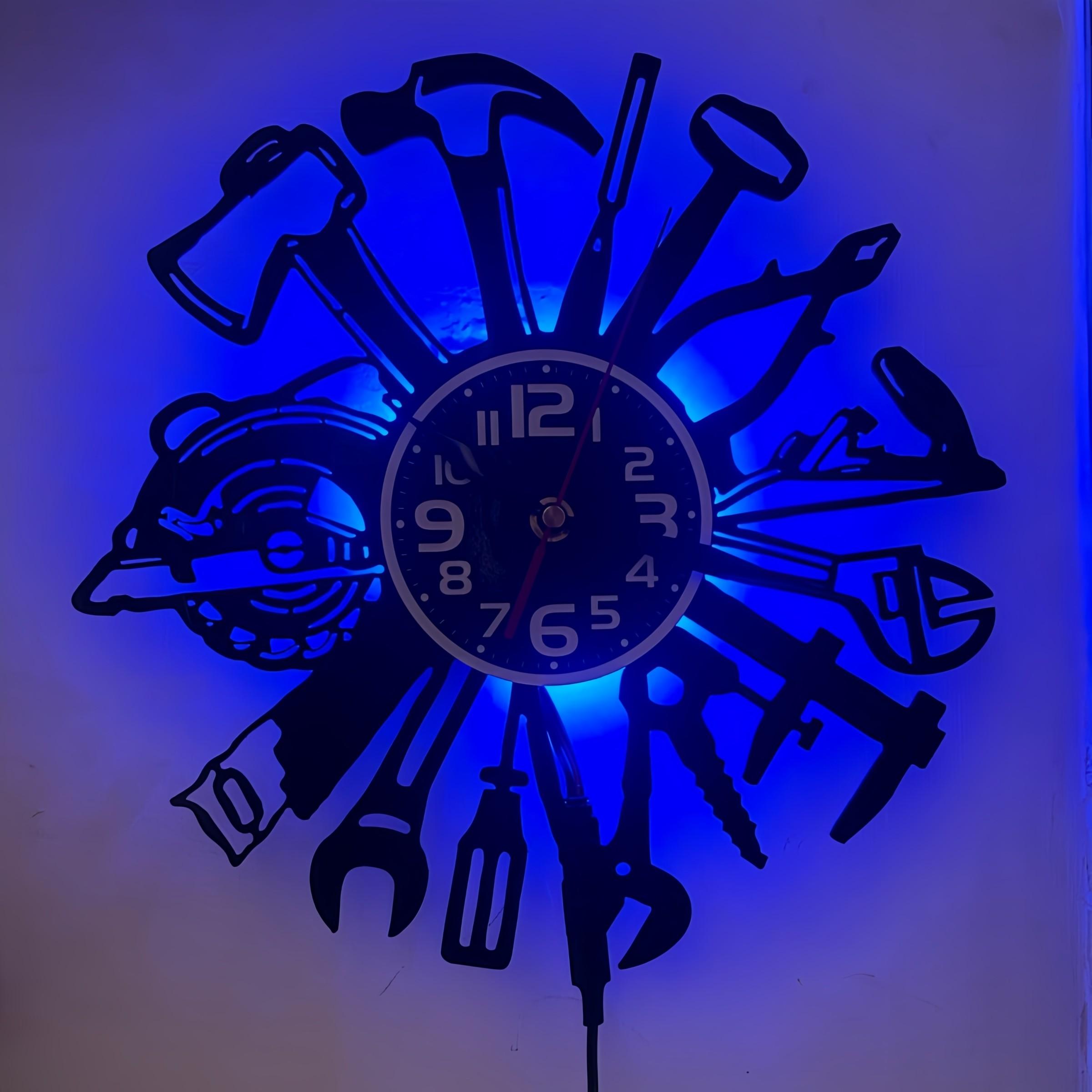 Tool-Shape LED Wall Clock, Perfect for Garage and Repair Workshop, Loved by Mechanics and DIY Enthusiasts, Quartz Movement