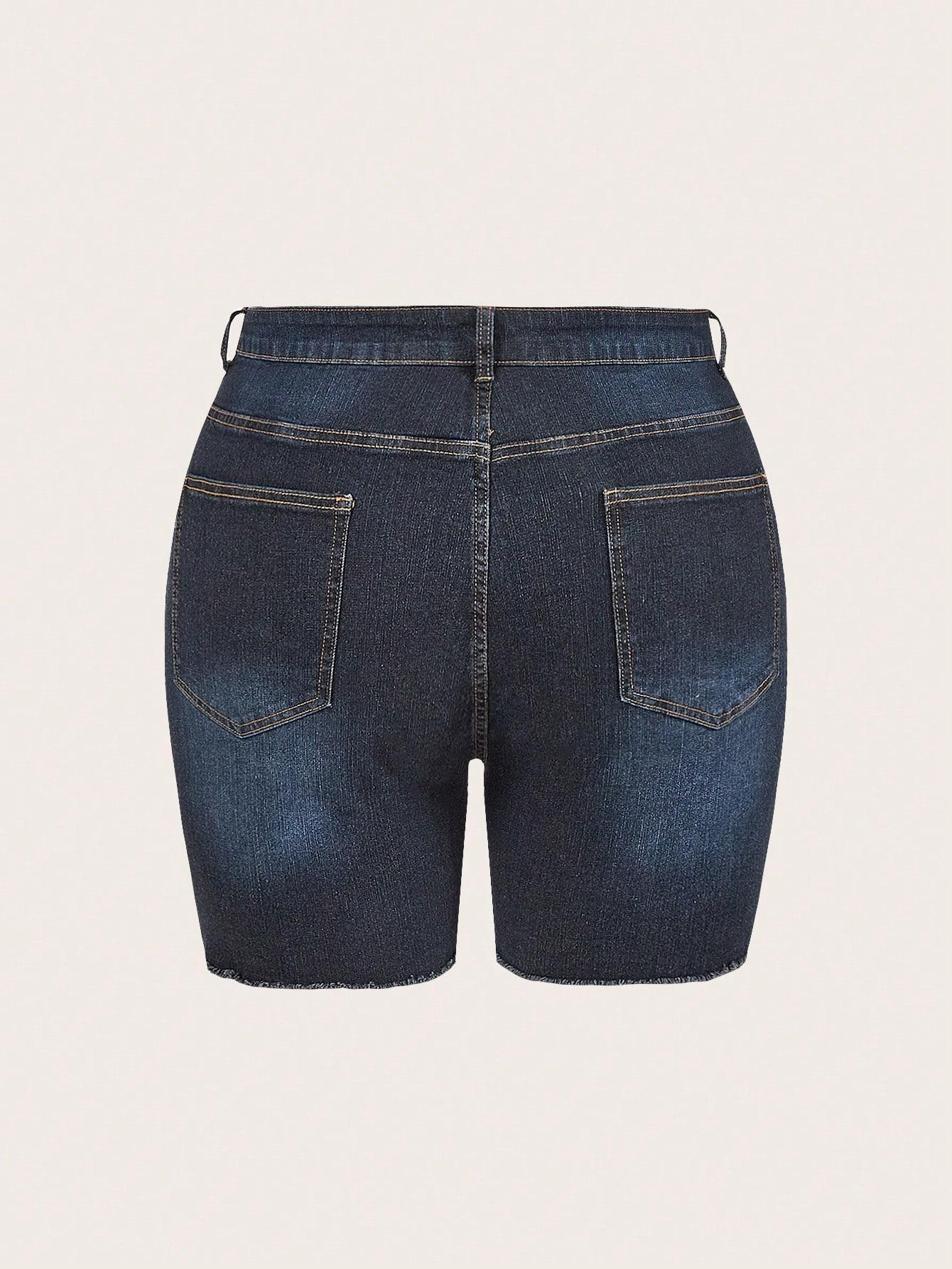 Plus Size Women's Ripped Denim Shorts, Womenswear, Casual Summer Fashion, Comfortable High Waist Design, Perfect for Daily Wear
