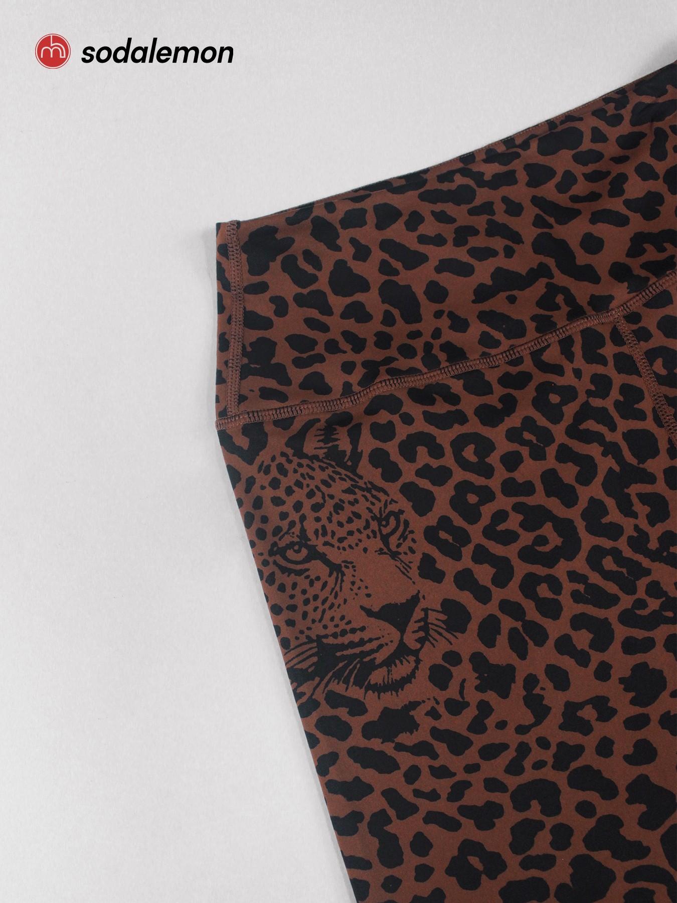 Women's Leopard Print Elastic Workout Set, Backless Sports Bra and Pants, Stylish Fitness Set for All Seasons, Backless Gym Clothes