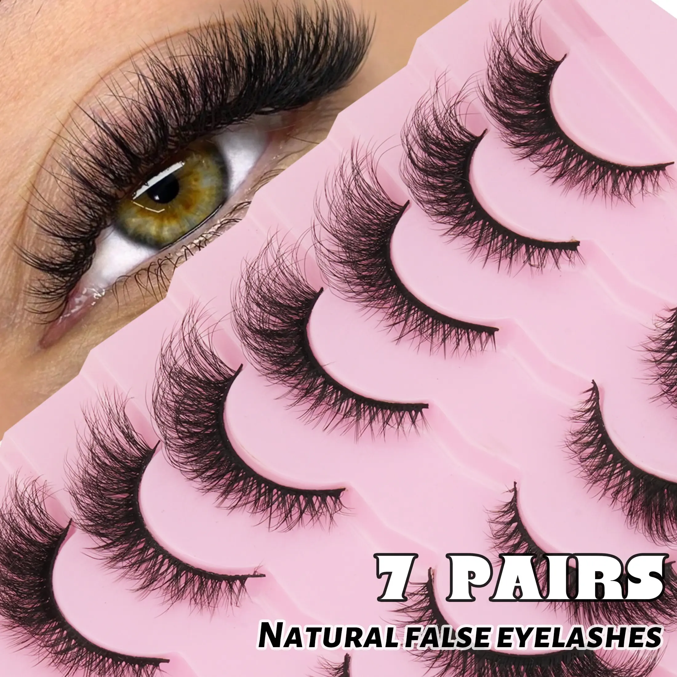 7 Pairs Voluminous False Eyelashes, Natural Look, Ideal for Weddings, Parties, Daily Use, Comfortable Wear, Strip Lash Extensions