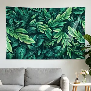 Green Botanical Tropical Leaf Wall tapestry,Large size Printed Horizontal Tapestry blanket,Polyester Fabric Wall Hanging for living room,bedroom,No Installation Required,Indoor,Outdoor,Gift for Family and Friends