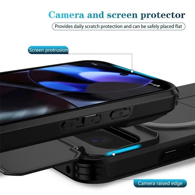 Lens Protect Magnetic Kickstand Phone Case For Google Pixel 10 10Pro 9 Pro 9Pro XL 9A 8a Wireless Charging Shockproof Back Cover