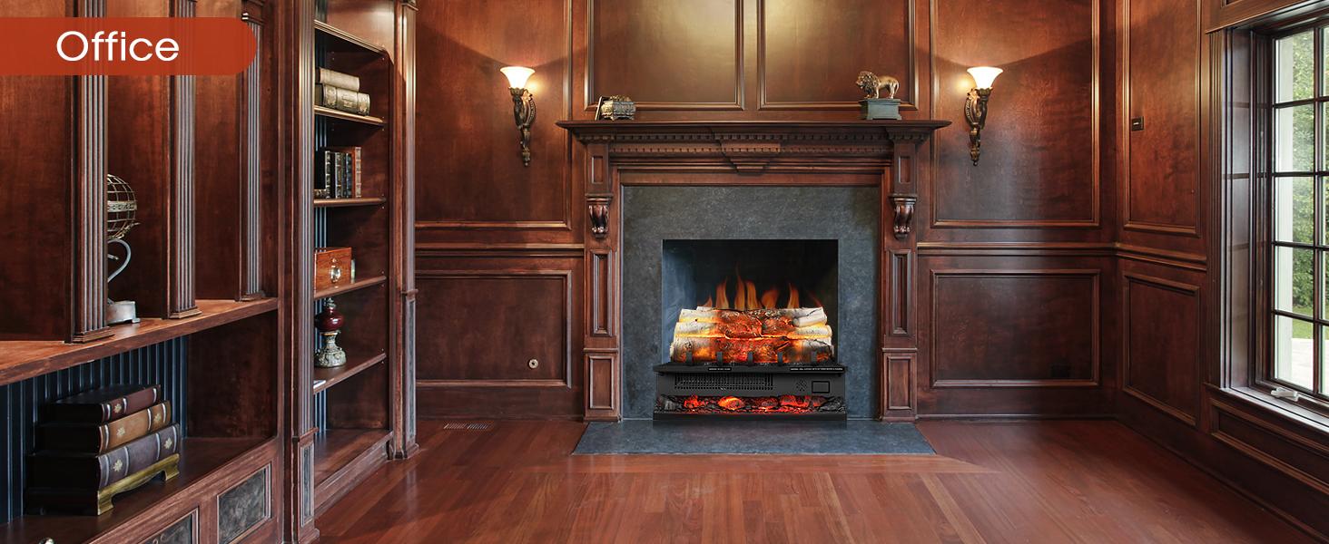 R.W.FLAME Electric Fireplace Log Heater,20" Fireplace Inserts with Crackling Sound,5 Flame Brightness,Heater 750W/1500W,Remote Control&Timer,Overheating Protection for Home and Office Decor