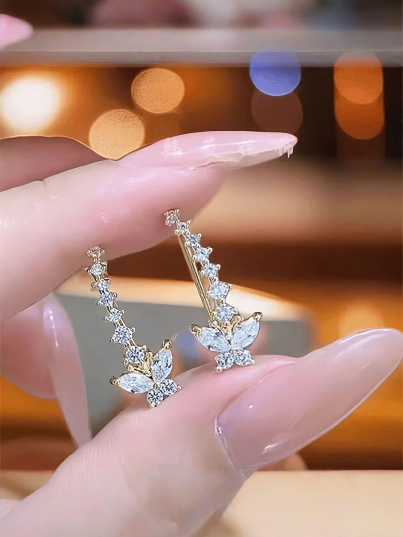 Elegant Butterfly Ear Cuffs for Women, Unique Design Rhinestone Earrings, Versatile Fashion Jewelry, Stylish Hair Accessories