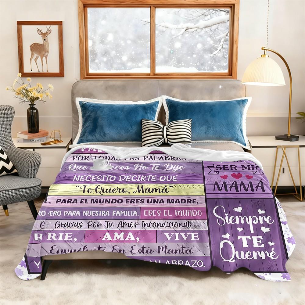 Spanish Mom Blanket, Healing Soft Flannel Home Sofa Warm Blanket, Hypoallergenic Knit Fabric, Digital Print, Ideal Gift for Bed Couch Camping Travel Car Holiday Decor