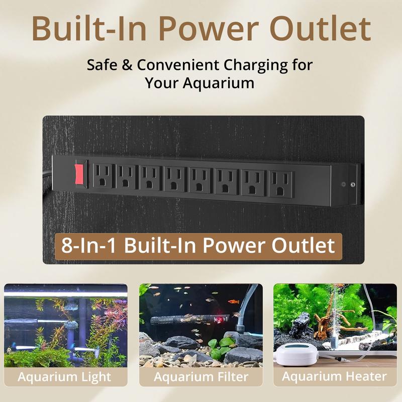 VOWNER Farmhouse 100-150 Gallon Fish Tank Stand, Heavy Duty Aquarium Stand with Storage Cabinet and Power Outlet, Reptile Tank Stand Fits 100/120/150 Aquariums, 59.8" L x 23.6" W, 2200LBS Capacity